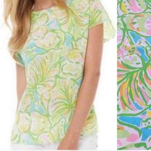 Lilly Pulitzer Elephant Ear Guava blouse size S